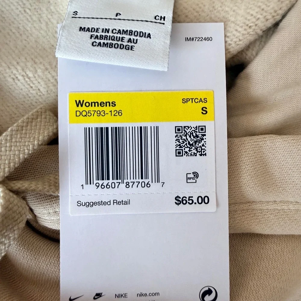 Nike Sportswear‎ Club Fleece Womens Hoodie Sanddrift White DQ5793-126 Small